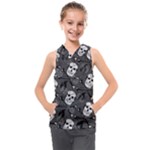 Skull Skeleton Pattern Texture Kids  Sleeveless Hoodie