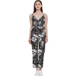 Skull Skeleton Pattern Texture V-Neck Camisole Jumpsuit