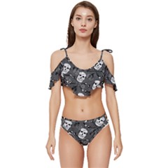 Ruffle Edge Tie Up Bikini Set	 