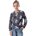 Skull Skeleton Pattern Texture Kids  Long Sleeve T-Shirt with Frill 