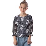Skull Skeleton Pattern Texture Kids  Cuff Sleeve Top