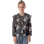 Skull Skeleton Pattern Texture Kids  Peter Pan Collar Blouse