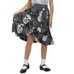 Skull Skeleton Pattern Texture Kids  Ruffle Flared Wrap Midi Skirt