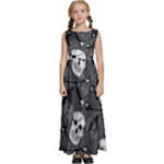 Skull Skeleton Pattern Texture Kids  Satin Sleeveless Maxi Dress
