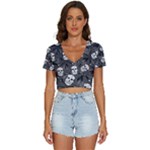 Skull Skeleton Pattern Texture V-Neck Crop Top