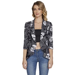 Women s 3/4 Sleeve Ruffle Edge Open Front Jacket 