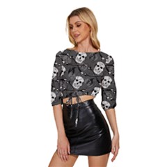 Mid Sleeve Drawstring Hem Top 