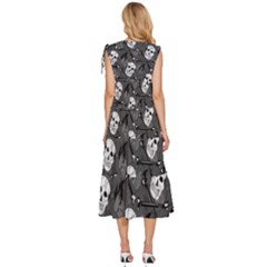 V-Neck Drawstring Shoulder Sleeveless Maxi Dress 