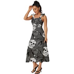 Tie-Strap Tiered Midi Chiffon Dress 