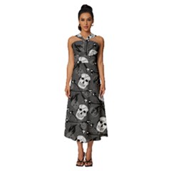 Sleeveless Cross Front Cocktail Midi Chiffon Dress 
