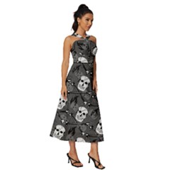 Sleeveless Cross Front Cocktail Midi Chiffon Dress 