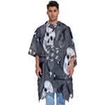 Skull Skeleton Pattern Texture Men s Hooded Rain Ponchos