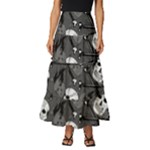 Skull Skeleton Pattern Texture Tiered Ruffle Maxi Skirt