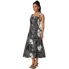 Square Neckline Tiered Midi Dress 