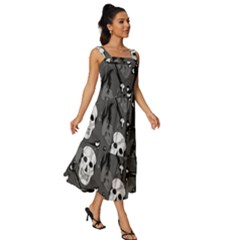 Square Neckline Tiered Midi Dress 