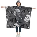 Skull Skeleton Pattern Texture Women s Hooded Rain Ponchos