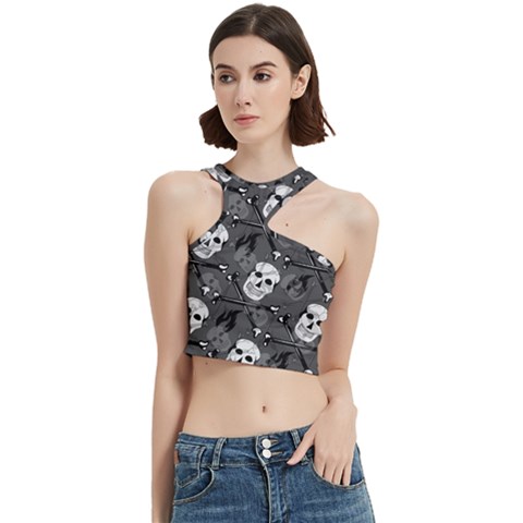 Skull Skeleton Pattern Texture Cut Out Top from ArtsNow.com