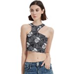 Skull Skeleton Pattern Texture Cut Out Top
