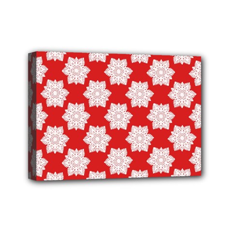 Christmas Snowflakes Background Pattern Mini Canvas 7  x 5  (Stretched) from ArtsNow.com