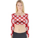 Christmas Snowflakes Background Pattern Long Sleeve Crop Top