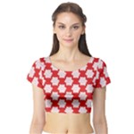 Christmas Snowflakes Background Pattern Short Sleeve Crop Top