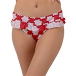 Christmas Snowflakes Background Pattern Frill Bikini Bottoms