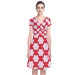Christmas Snowflakes Background Pattern Short Sleeve Front Wrap Dress