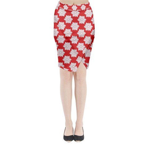 Christmas Snowflakes Background Pattern Midi Wrap Pencil Skirt from ArtsNow.com