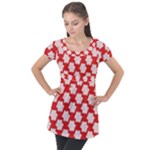 Christmas Snowflakes Background Pattern Puff Sleeve Tunic Top