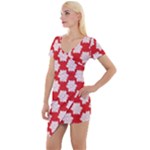 Christmas Snowflakes Background Pattern Short Sleeve Asymmetric Mini Dress
