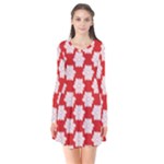 Christmas Snowflakes Background Pattern Long Sleeve V-neck Flare Dress