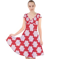 Cap Sleeve Front Wrap Midi Dress 