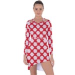 Christmas Snowflakes Background Pattern Asymmetric Cut-Out Shift Dress
