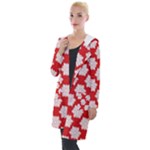 Christmas Snowflakes Background Pattern Hooded Pocket Cardigan