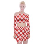 Christmas Snowflakes Background Pattern Off Shoulder Top with Mini Skirt Set