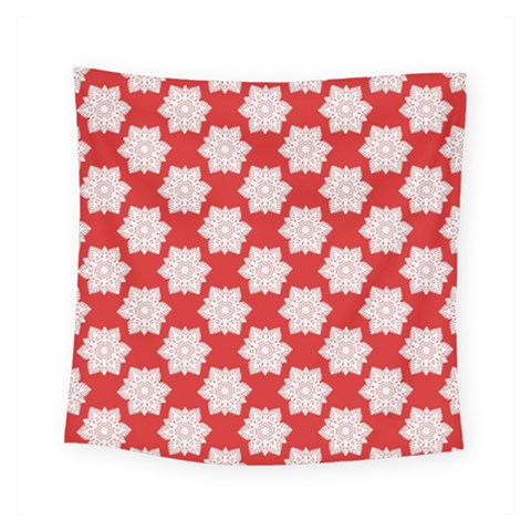 Christmas Snowflakes Background Pattern Square Tapestry (Small) from ArtsNow.com