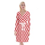 Christmas Snowflakes Background Pattern Long Sleeve Velvet Front Wrap Dress
