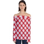 Christmas Snowflakes Background Pattern Off Shoulder Long Sleeve Top