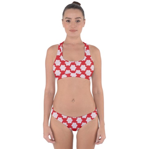 Christmas Snowflakes Background Pattern Cross Back Hipster Bikini Set from ArtsNow.com