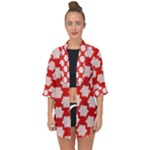 Christmas Snowflakes Background Pattern Open Front Chiffon Kimono