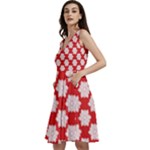 Christmas Snowflakes Background Pattern Sleeveless V-Neck Skater Dress with Pockets