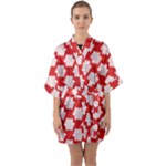 Christmas Snowflakes Background Pattern Half Sleeve Satin Kimono 