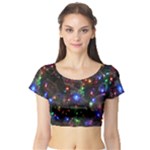 Christmas Lights Short Sleeve Crop Top