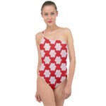 Christmas Snowflakes Background Pattern Classic One Shoulder Swimsuit