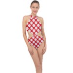 Christmas Snowflakes Background Pattern Halter Side Cut Swimsuit