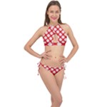 Christmas Snowflakes Background Pattern Cross Front Halter Bikini Set