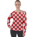 Christmas Snowflakes Background Pattern Off Shoulder Long Sleeve Velour Top