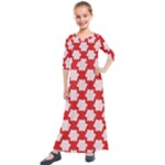 Christmas Snowflakes Background Pattern Kids  Quarter Sleeve Maxi Dress