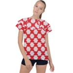 Christmas Snowflakes Background Pattern Ruffle Collar Chiffon Blouse