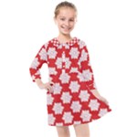 Christmas Snowflakes Background Pattern Kids  Quarter Sleeve Shirt Dress
